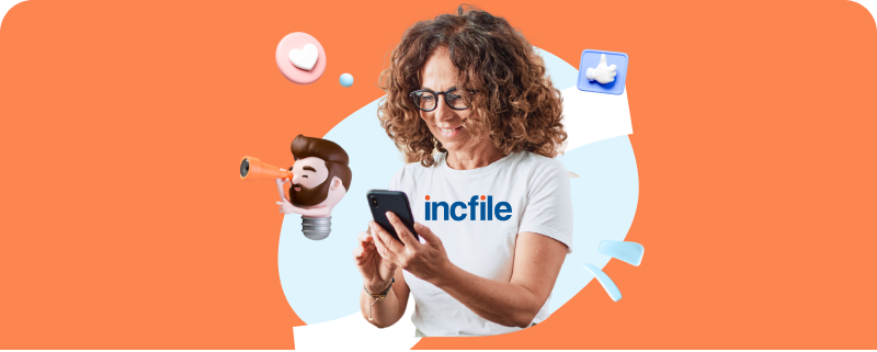 Woman working on phone with Incfile
